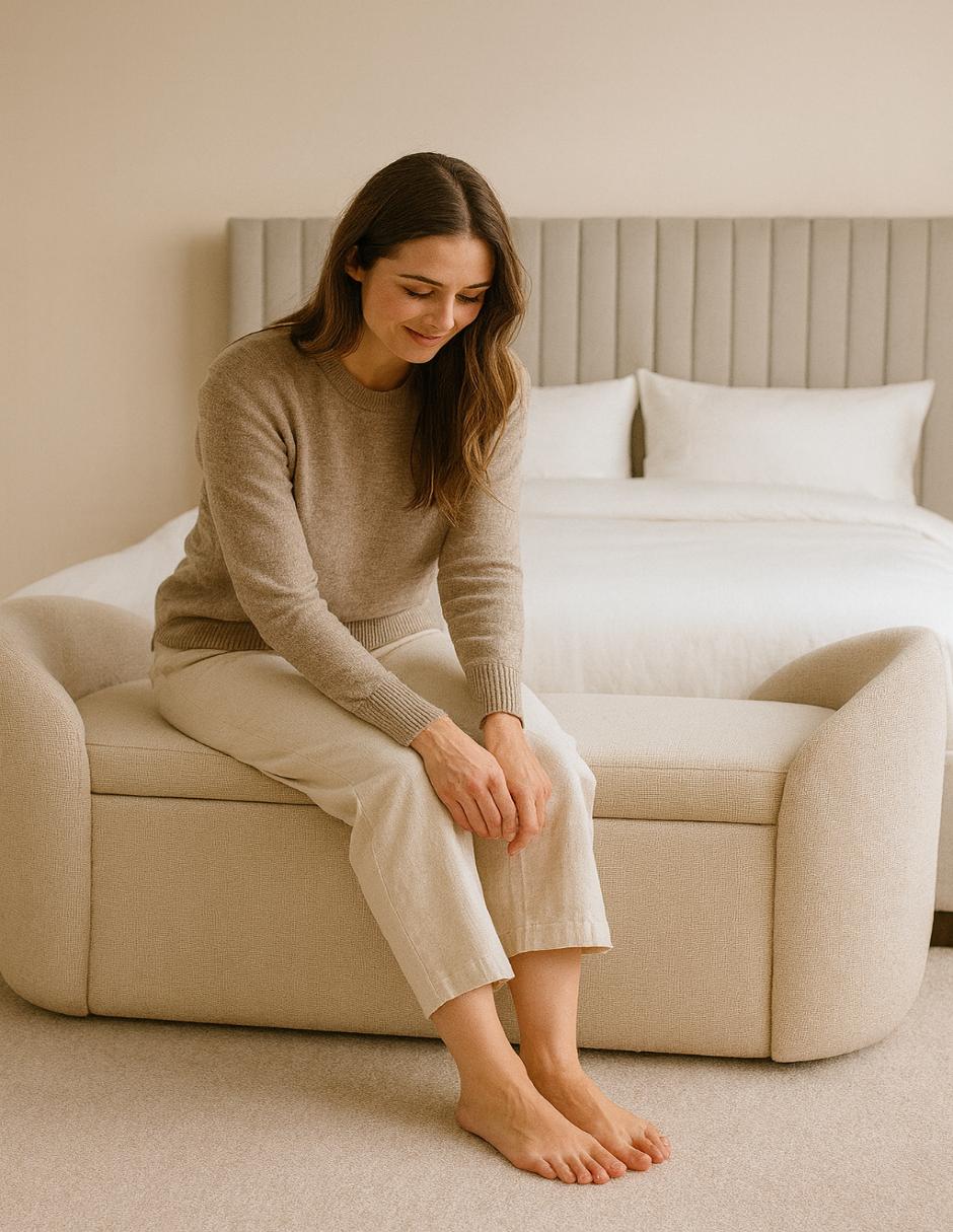 Baúl de Almacenamiento Daly Beige, Tapa Abatible