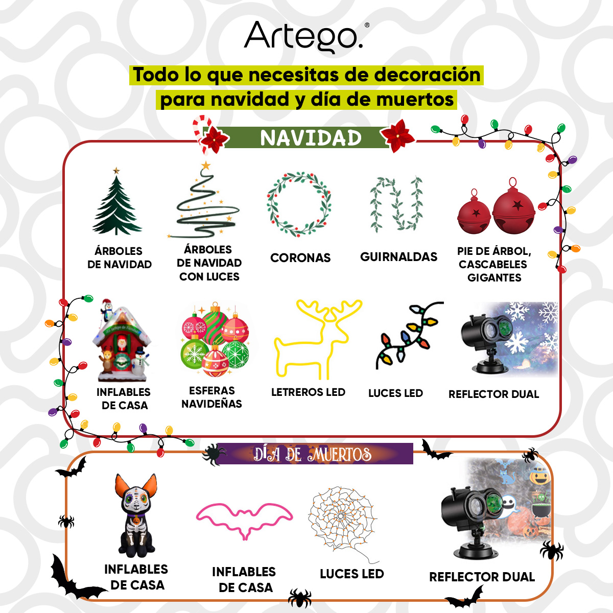 Luces serie 112 led starburst Artego 2 ramos de 40cm diámetro 56 leds ALPHA led cálida cable dorado para árbol navidad