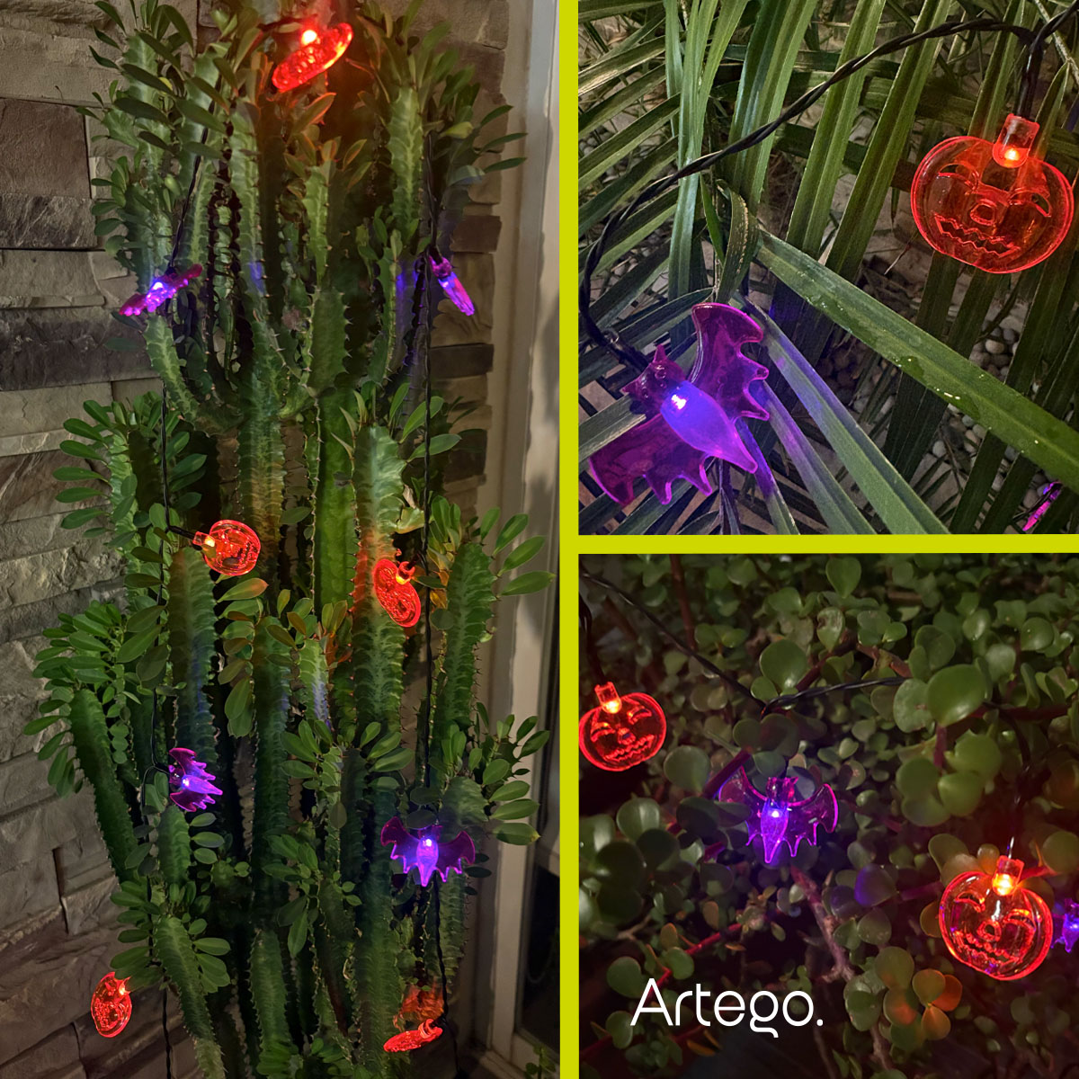 Luces solares 100 led calabaza murciélago style Halloween día de muertos decoración para exteriores solares