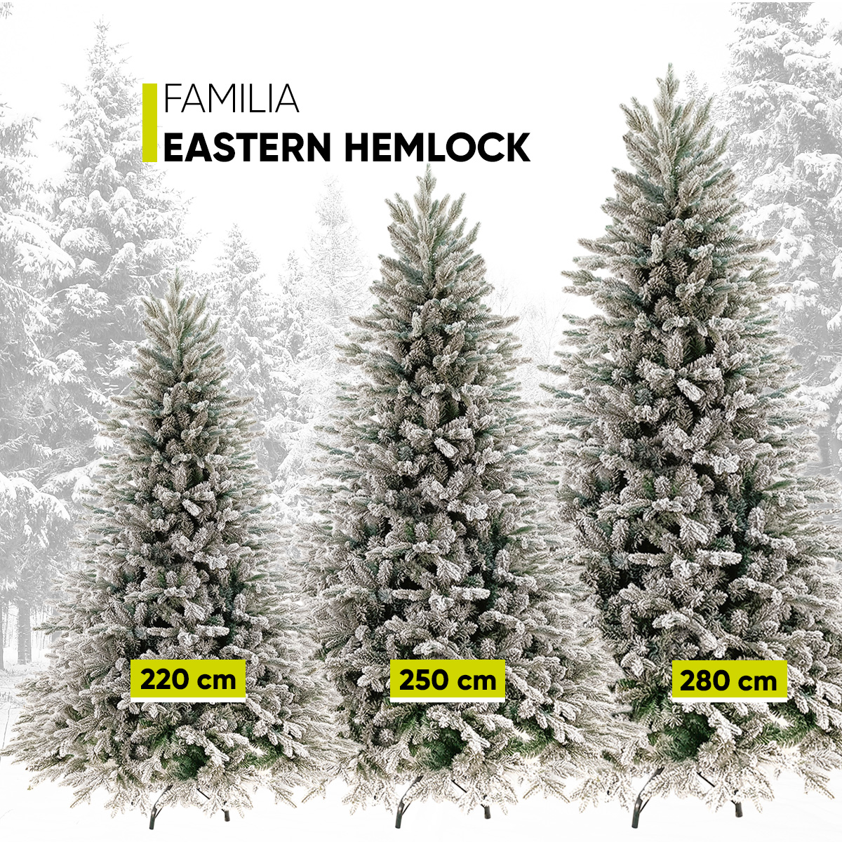 Árbol de Navidad Nevado 2.80m Premium Eastern Hemlock Artego Nieve Pino Frondoso + Maleta / Christmas Tree 2.80m Snow 