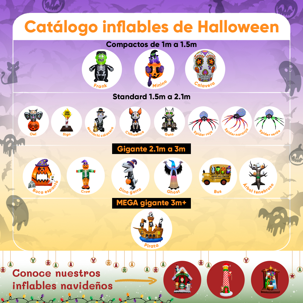 Inflable de halloween perrito chihuahua alebrije de 1.85m de alto para exteriores decoración día de muertos Artego
