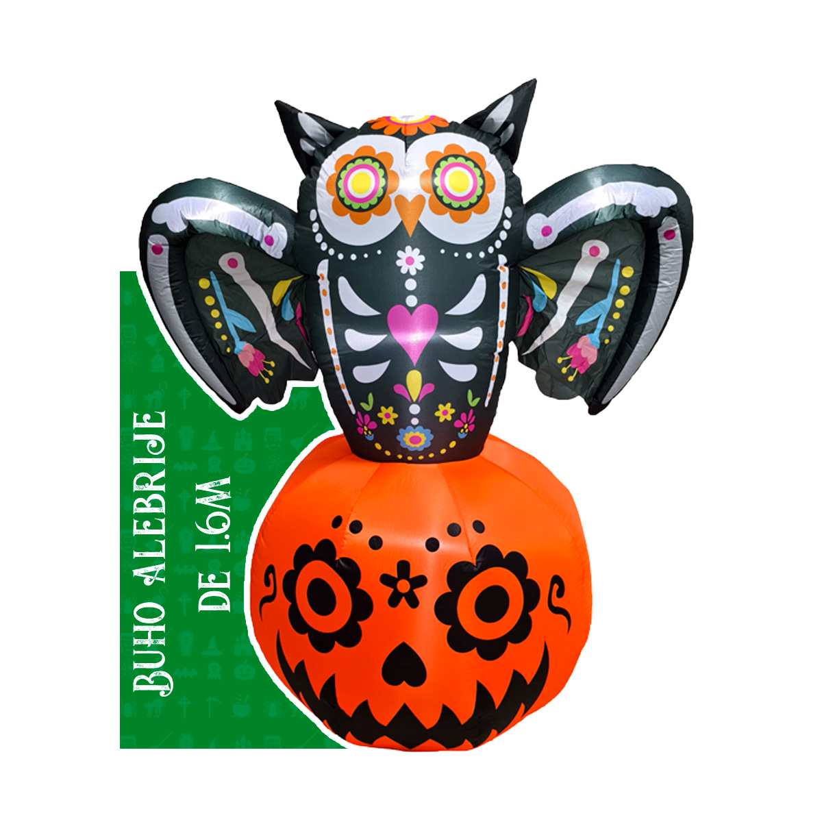 Inflable de Halloween búho alebrije de 1.6m de alto para exteriores decoración día de muertos Artego