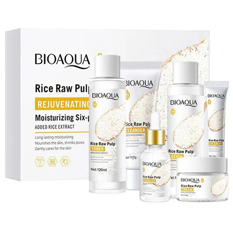 Set De Serum Arroz Bioaqua Ácido Hialurónico Reduce Poro Mancha