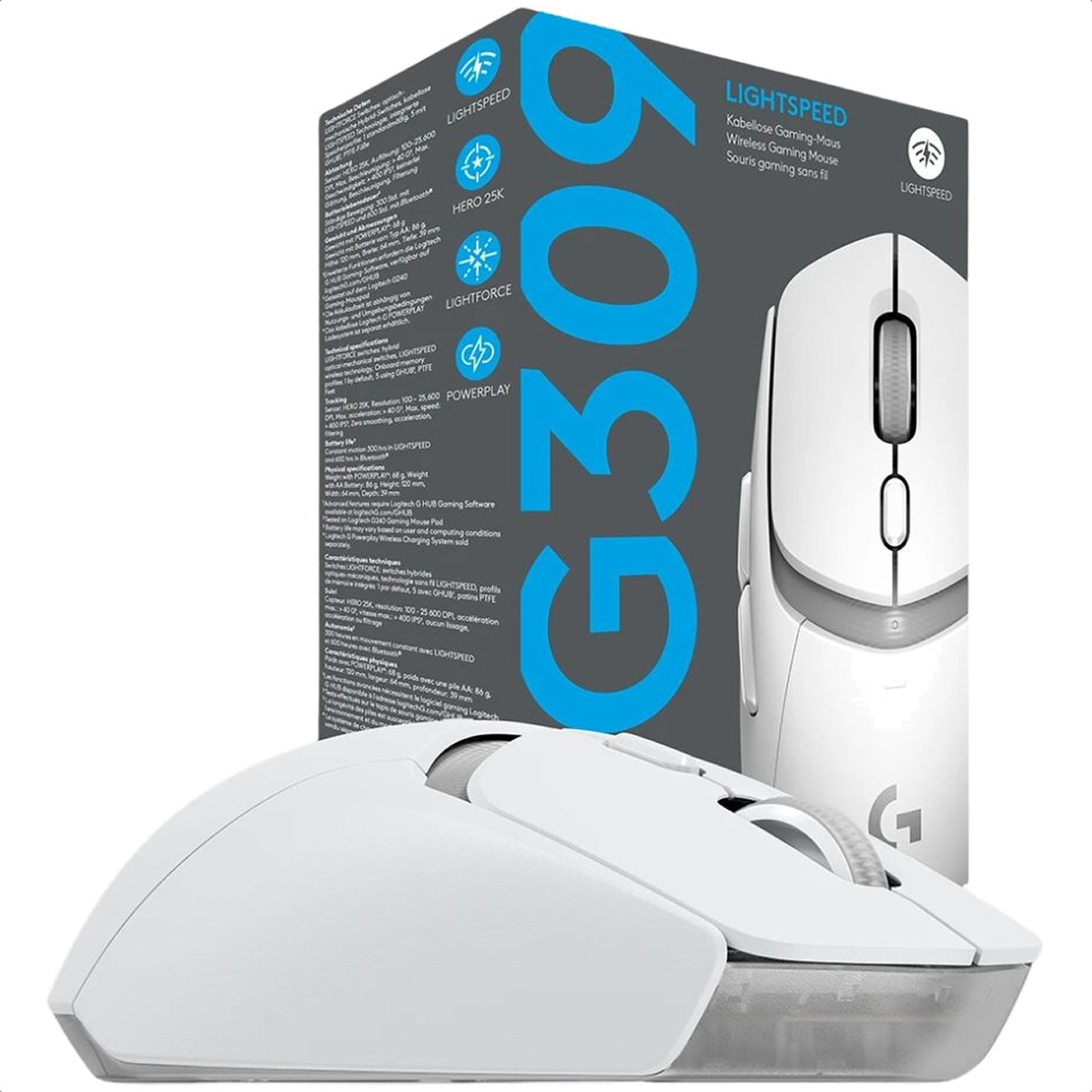 Mouse Logitech G309 LIGHTSPEED HERO 25K Gamer Inalámbrico Y Bluetooth USB Blanco 910-007206