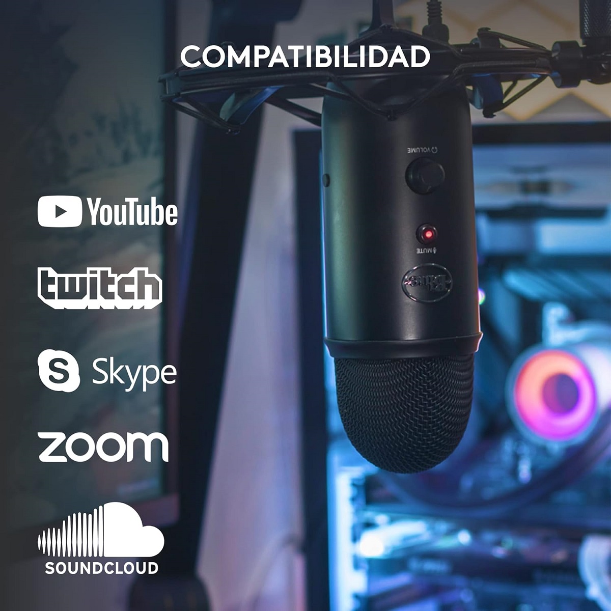 Microfono Profesional Blue Yeti Multipatron Negro USB Grabacion Streaming 988-000504