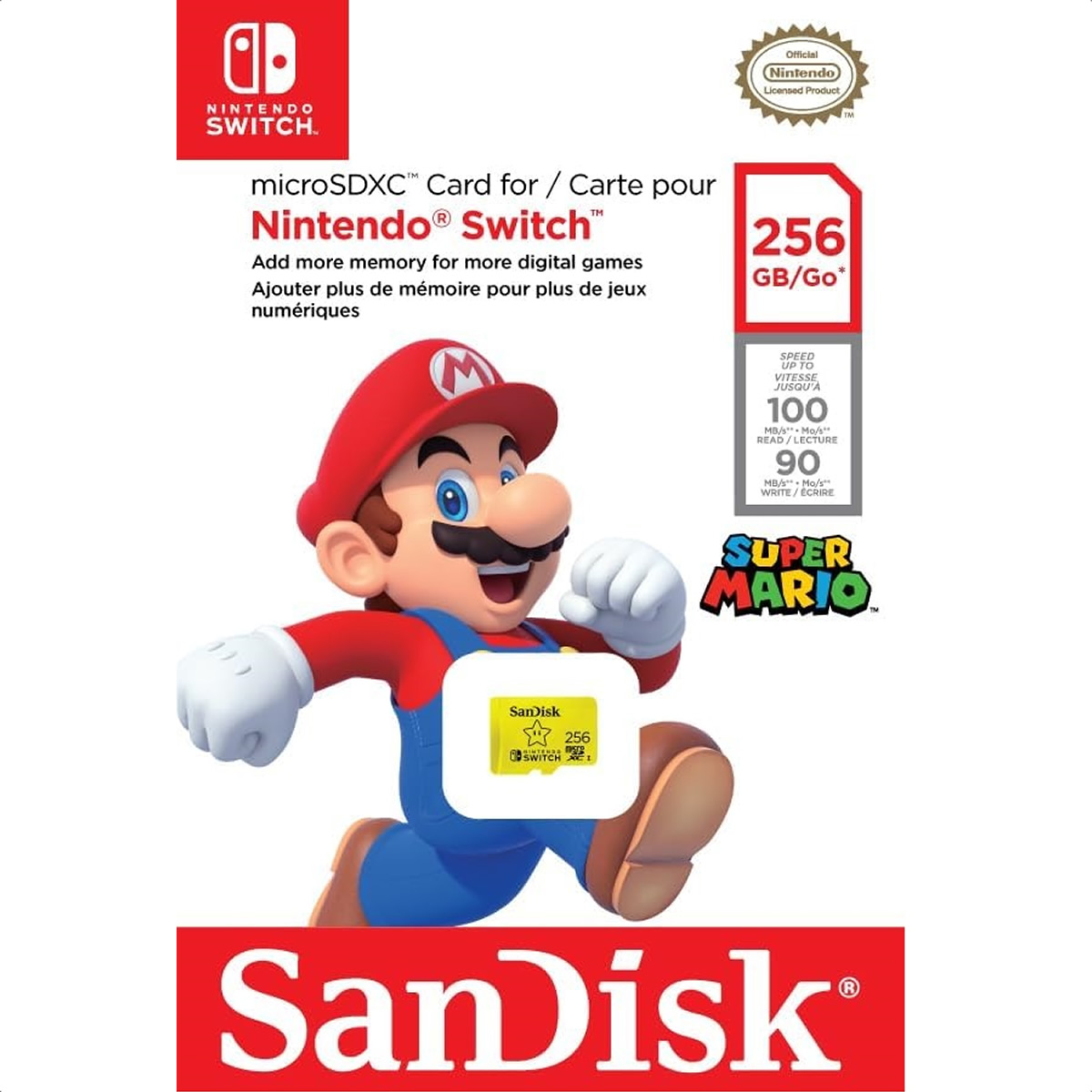 Memoria MicroSD 256GB SanDisk SDXC Clase 10 Para Nintendo Switch SDSQXAO-256G-GNCZN