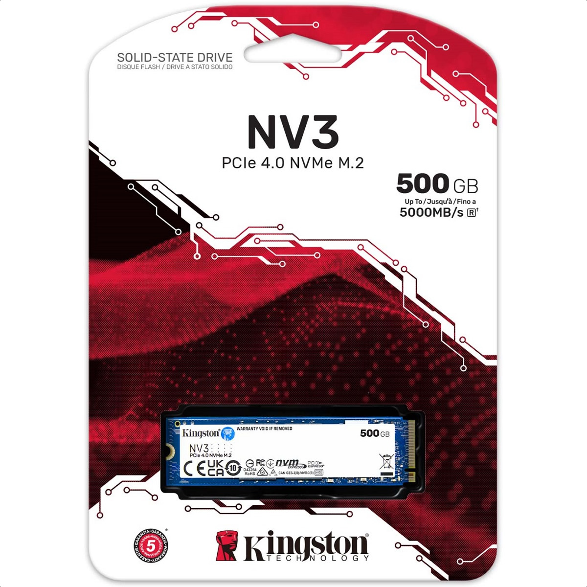 M.2 2280 SSD 500GB Kingston NV3 PCIe 4.0 NVMe SNV3S/500G