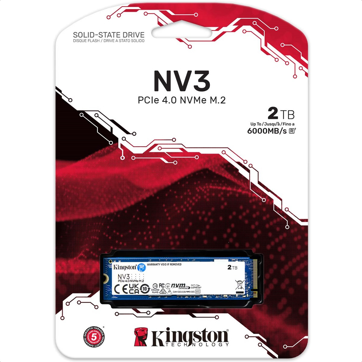 M.2 2280 SSD 2TB Kingston NV3 PCIe 4.0 NVMe SNV3S/2000G
