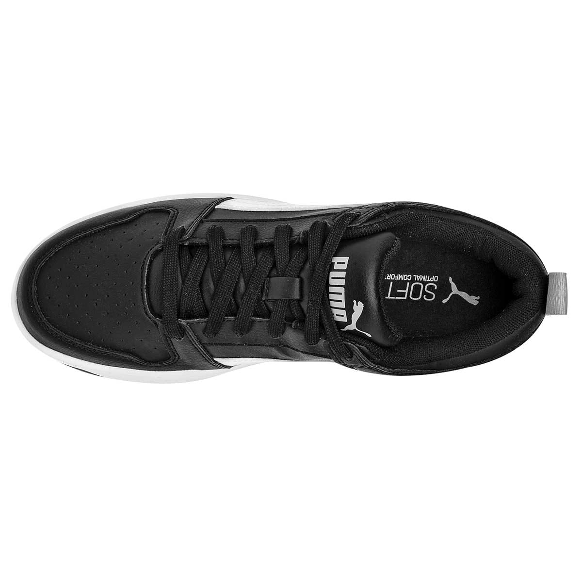 TENIS DEPORTIVO PUMA  REBOUND LAYUP LO SL JR 370490-02 NEGRO -BLANCO 