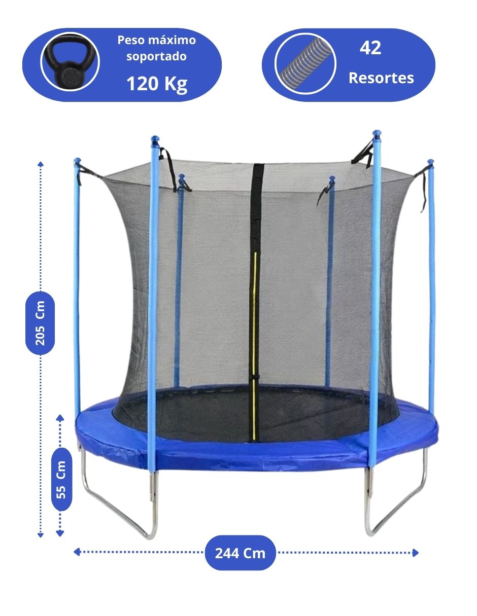 Trampolín 2.4 mts 8FT Brincolín Infantil Máxima Seguridad