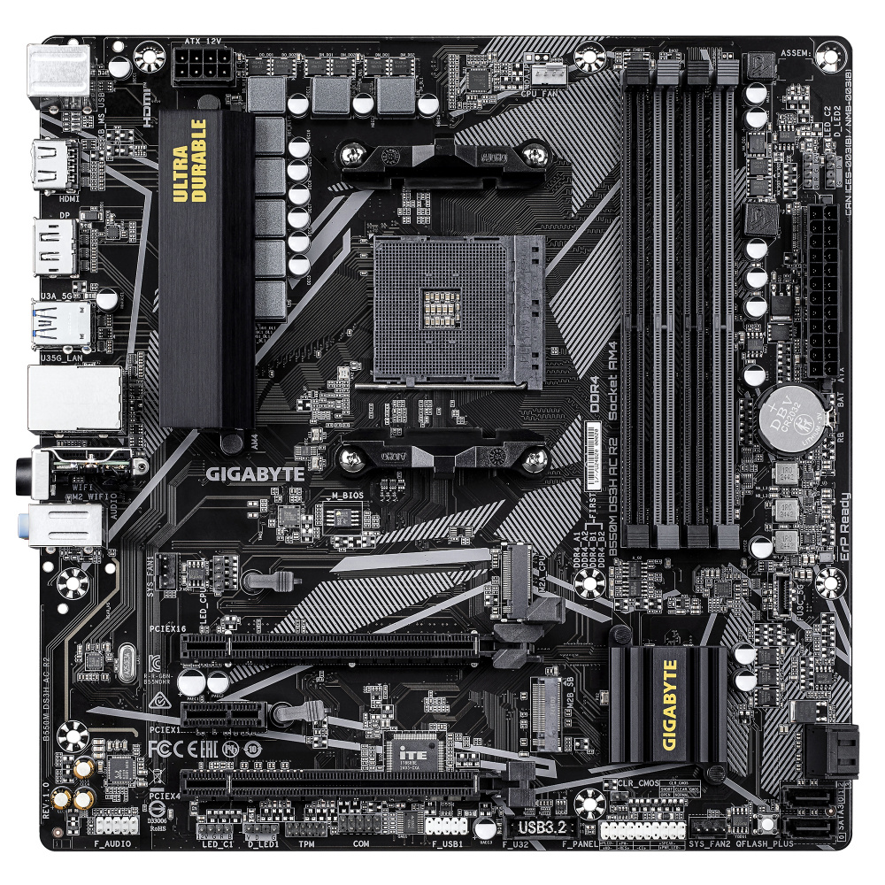 Tarjeta Madre Gigabyte B550M DS3H AC, Micro-ATX, Socket AM4, AMD B550, 128GB DDR4, HDMI/DP para AMD