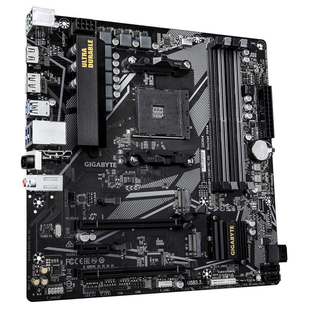 Tarjeta Madre Gigabyte B550M DS3H AC, Micro-ATX, Socket AM4, AMD B550, 128GB DDR4, HDMI/DP para AMD
