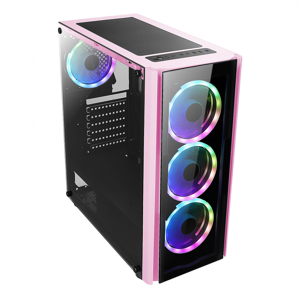 Gabinete Xzeal XZ110-1, Midi-Tower, ATX/Micro-ATX/Mini-ITX, USB 2.0/3.0, sin Fuente, 3 Ventiladores Instalados, Rosa