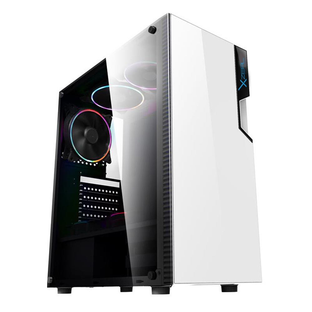 Gabinete Xzeal XZ130, Midi-Tower, ATX/Micro-ATX/Mini-ITX, USB 2.0/3.0, sin Fuente, 3 Ventiladores Instalados, Blanco