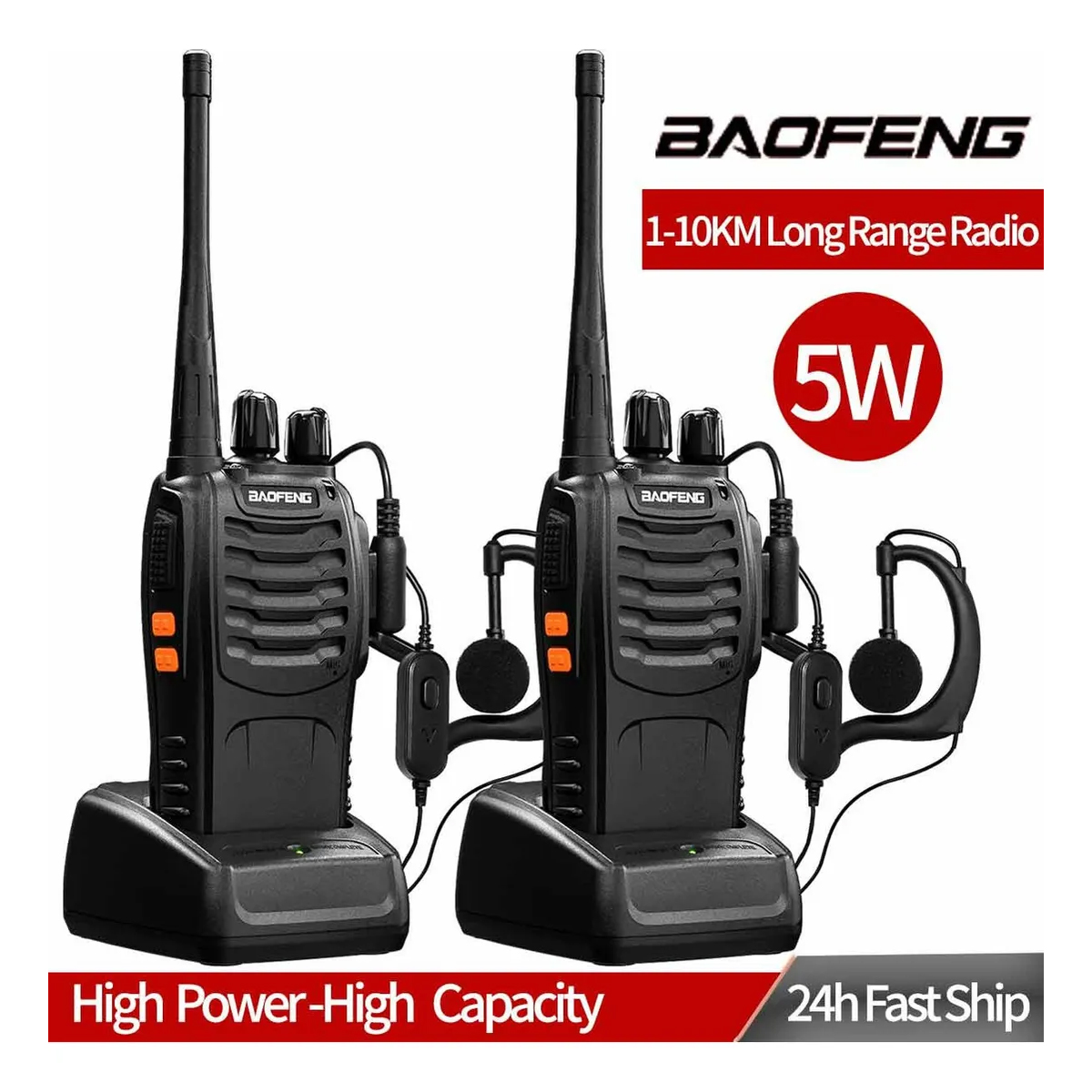 Paquete de 2 radios walkie takie recargables color negro