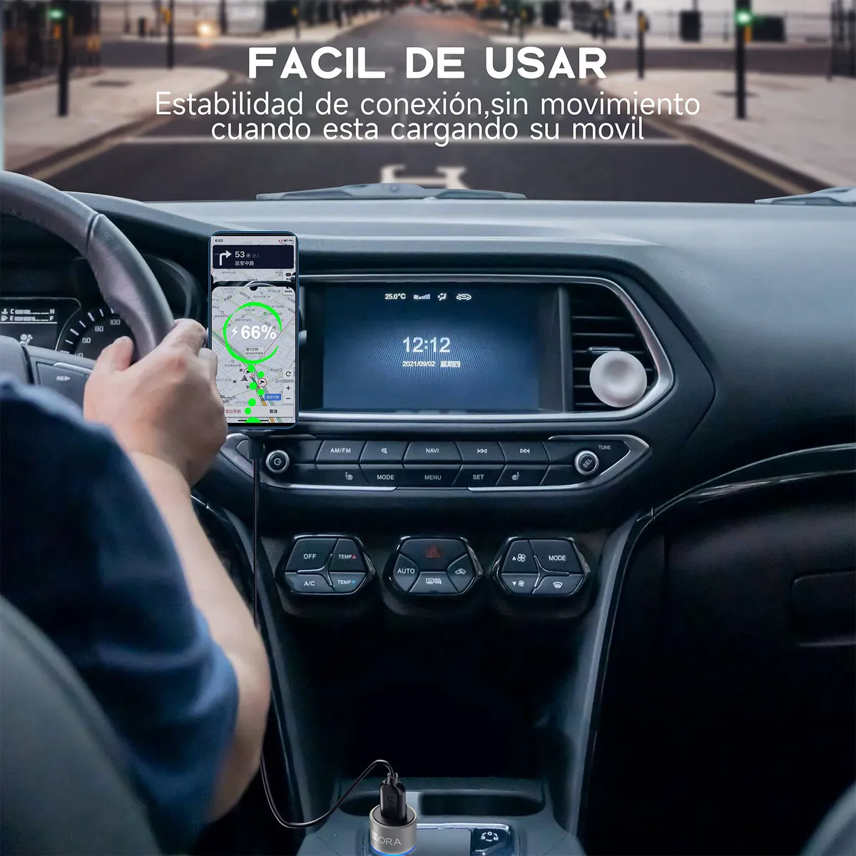 Cargador Para Auto Usb-a Qc 3.0 De Auto Con Cable Carga Turbo