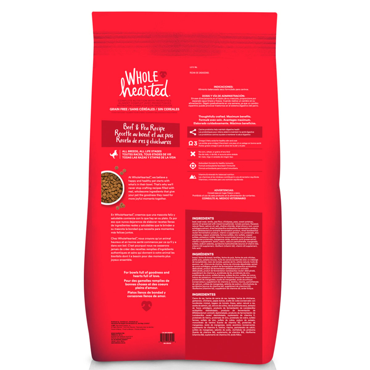 Alimento Natural para perro todas las edades receta res y chicharo 11.3 kg - PC-WH122519
