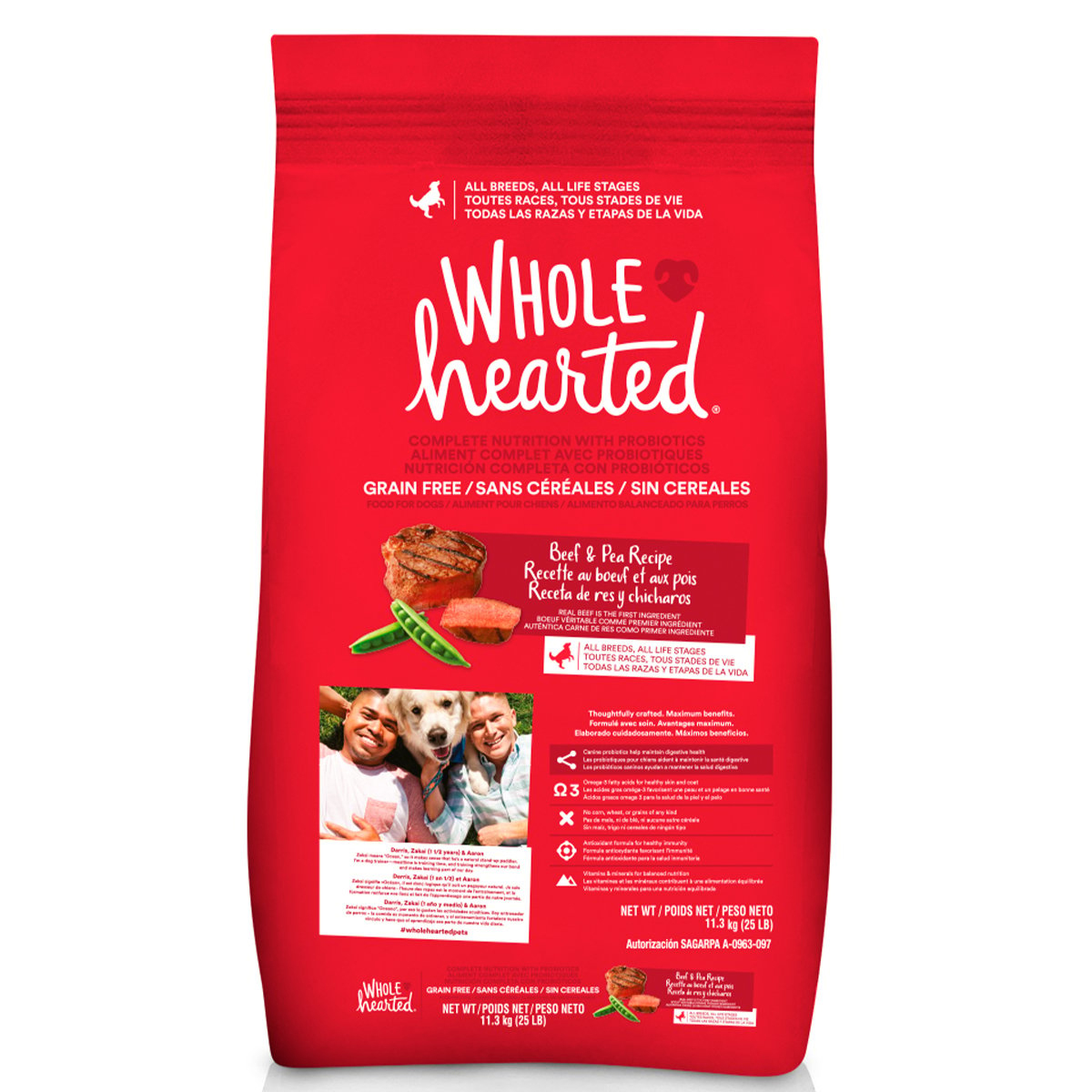 Alimento Natural para perro todas las edades receta res y chicharo 11.3 kg - PC-WH122519