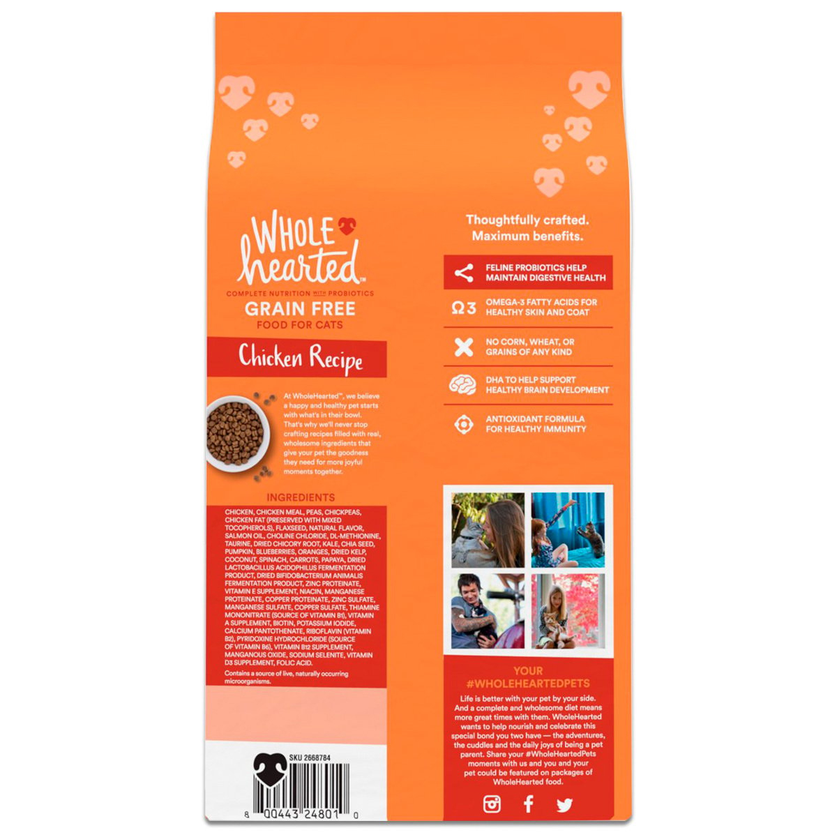 WholeHearted Libre de Granos Alimento Natural para Gatito Receta Pollo, 2.2 kg - PC-WH125341