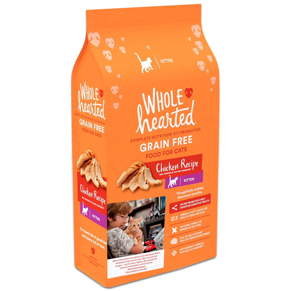 WholeHearted Libre de Granos Alimento Natural para Gatito Receta Pollo, 2.2 kg - PC-WH125341
