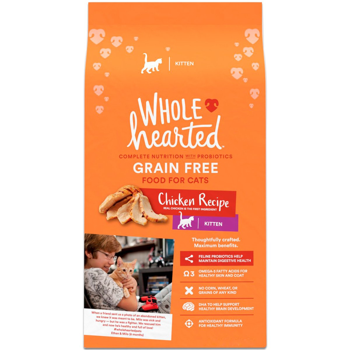 WholeHearted Libre de Granos Alimento Natural para Gatito Receta Pollo, 2.2 kg - PC-WH125341