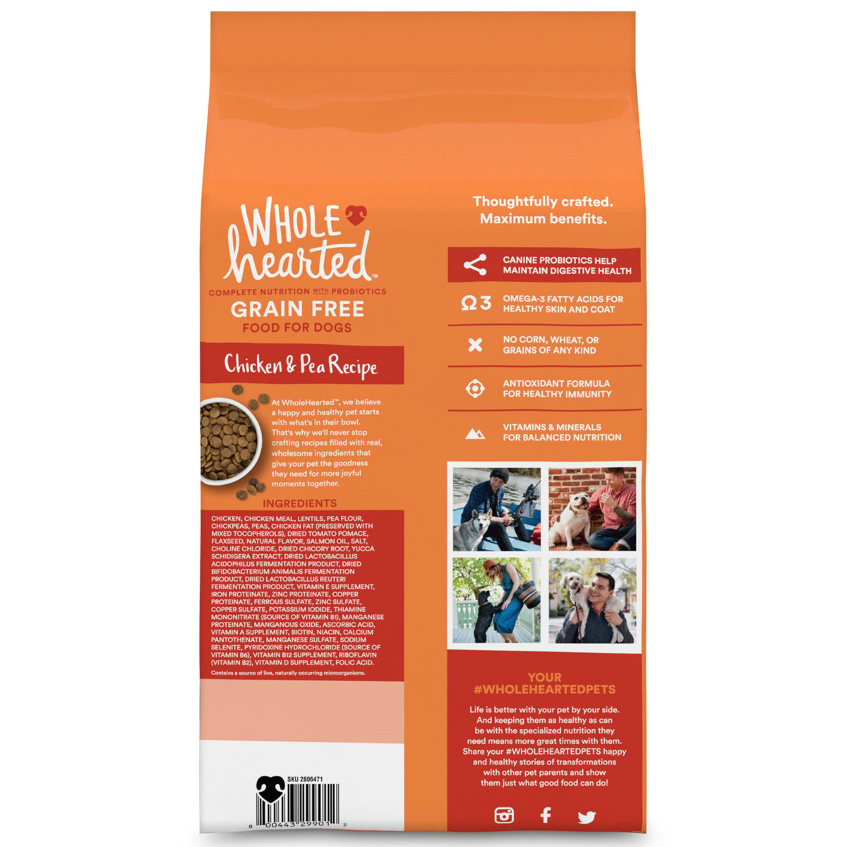 Alimento natural para perro todas las edades receta pollo y chicharo 11 kg - PC-WH122517