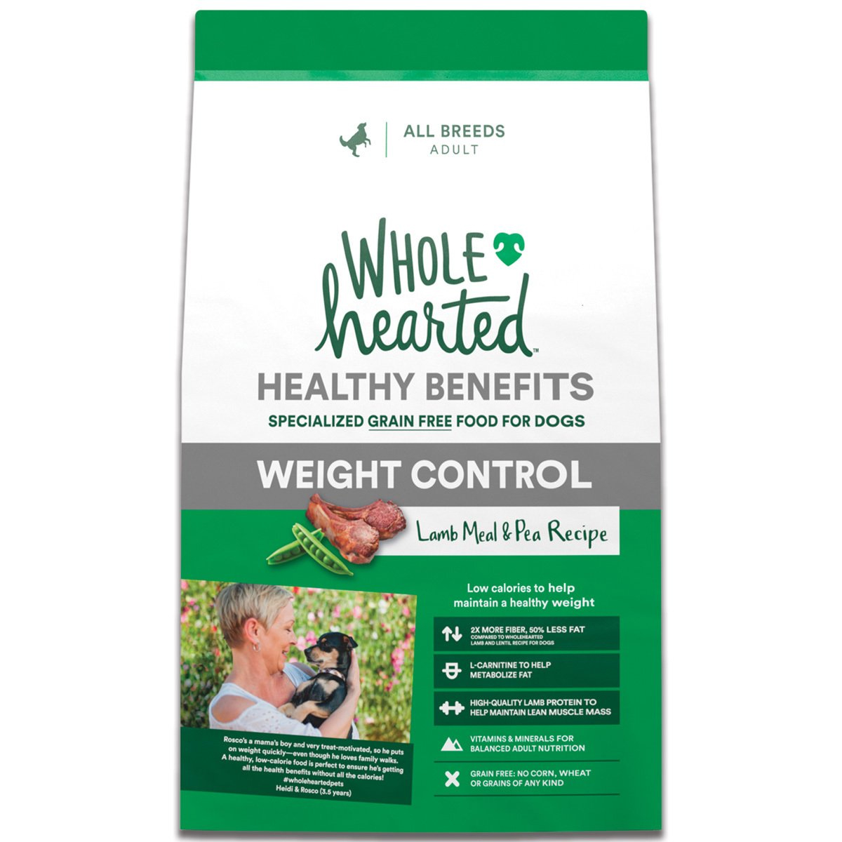 Alimento natural para perro adulto control de peso receta cordero y chicharo 11.4 kg - PC-WH125344