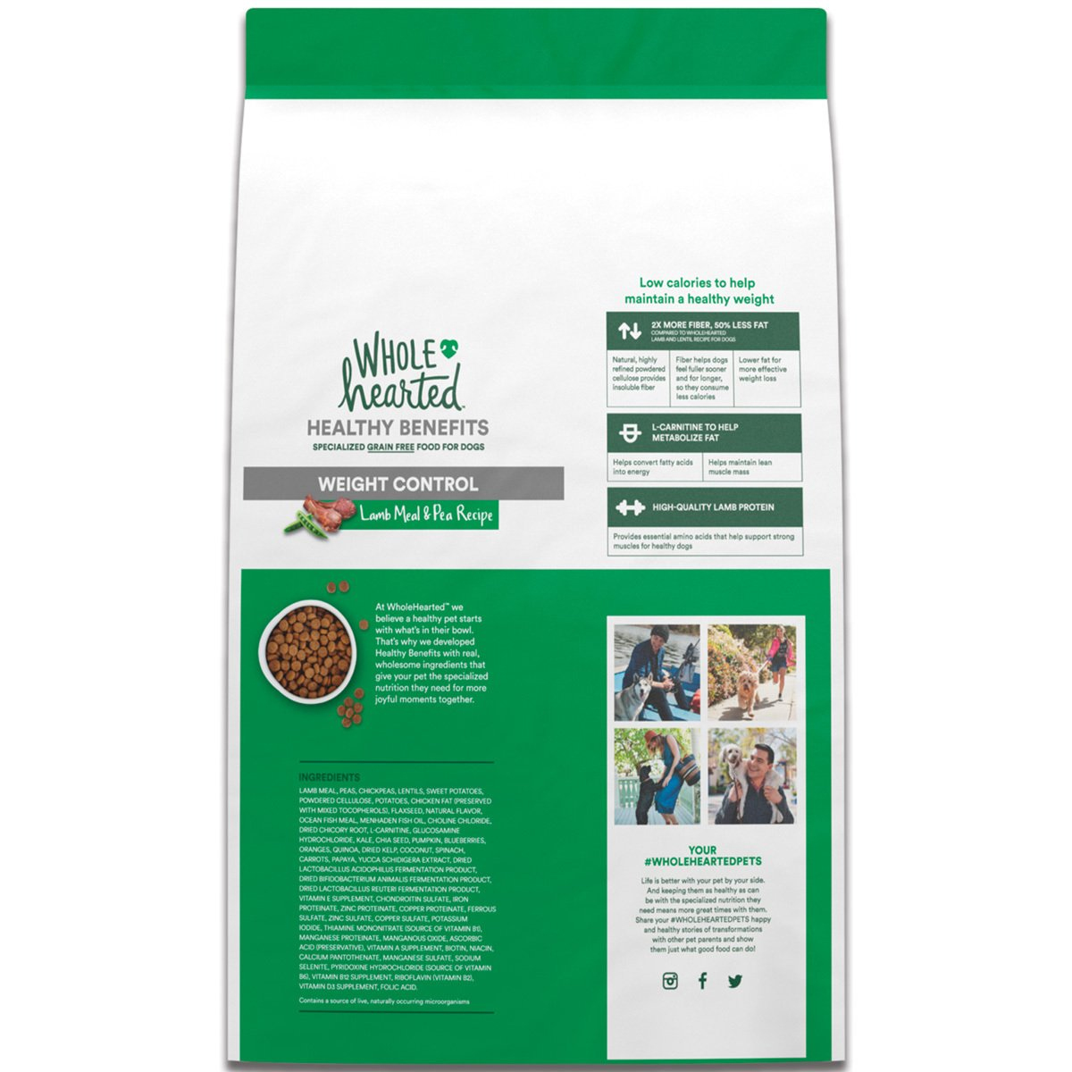 Alimento natural para perro adulto control de peso receta cordero y chicharo 11.4 kg - PC-WH125344