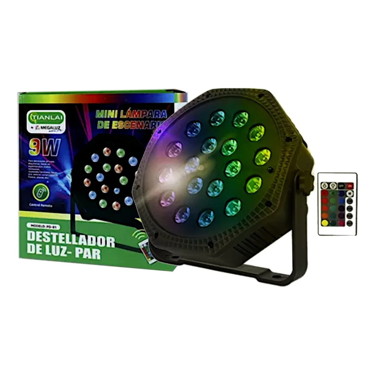 Reflector Mini Rgb Mini lampara de escenario Reflector De 18 Leds Audio Rítmico Rgb Multicolor