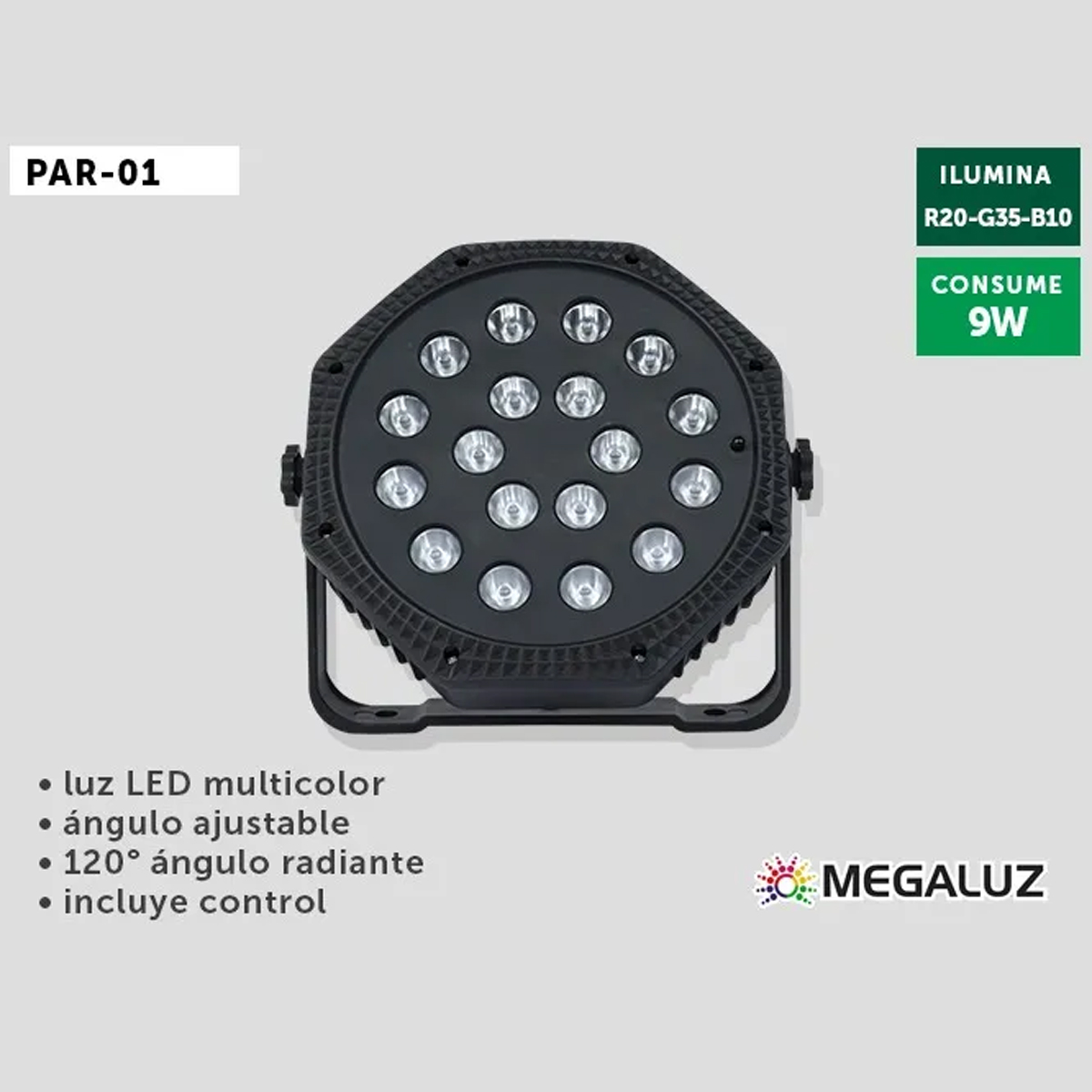 Reflector Mini Rgb Mini lampara de escenario Reflector De 18 Leds Audio Rítmico Rgb Multicolor