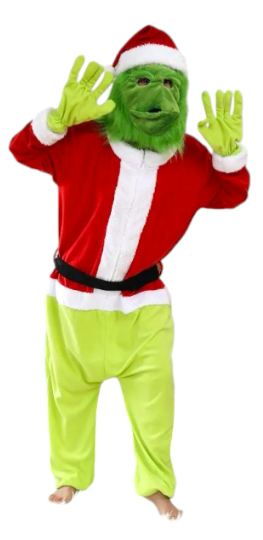 Mameluco Pijama Navideña Niños Grinch Con Máscara Y Guantes