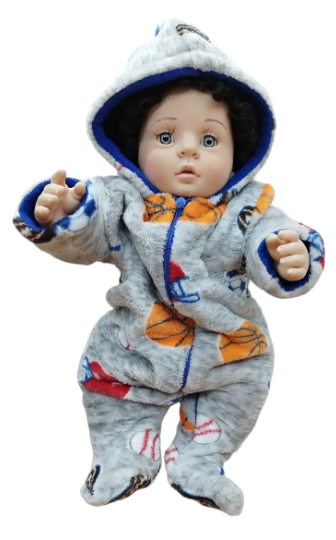 Mameluco Estampado Con Gorro Y Forro Polar Bebé Tipo Comando balones