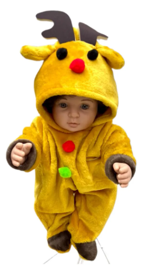 Mameluco Navideño Afelpado Extra Suave Mod. Reno Para Bebés
