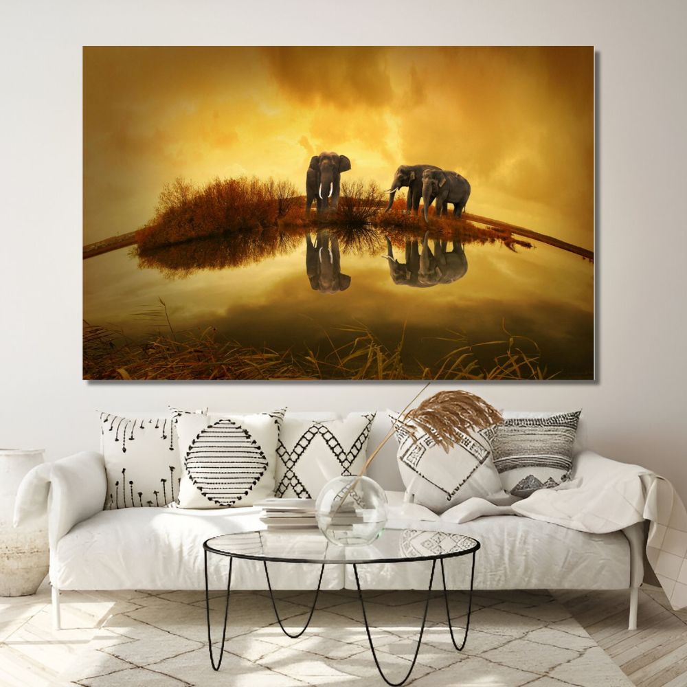 Cuadros Decorativos Animales 143cm X 89cm Tela Brillante Marco Madera