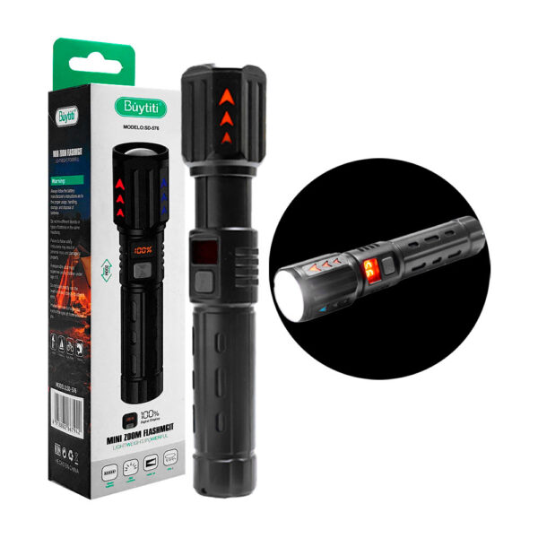 Linterna Manual Recargable Carga Usb Tipo C, Zoom