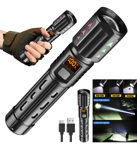 Linterna Manual Recargable Carga Usb Tipo C, Zoom