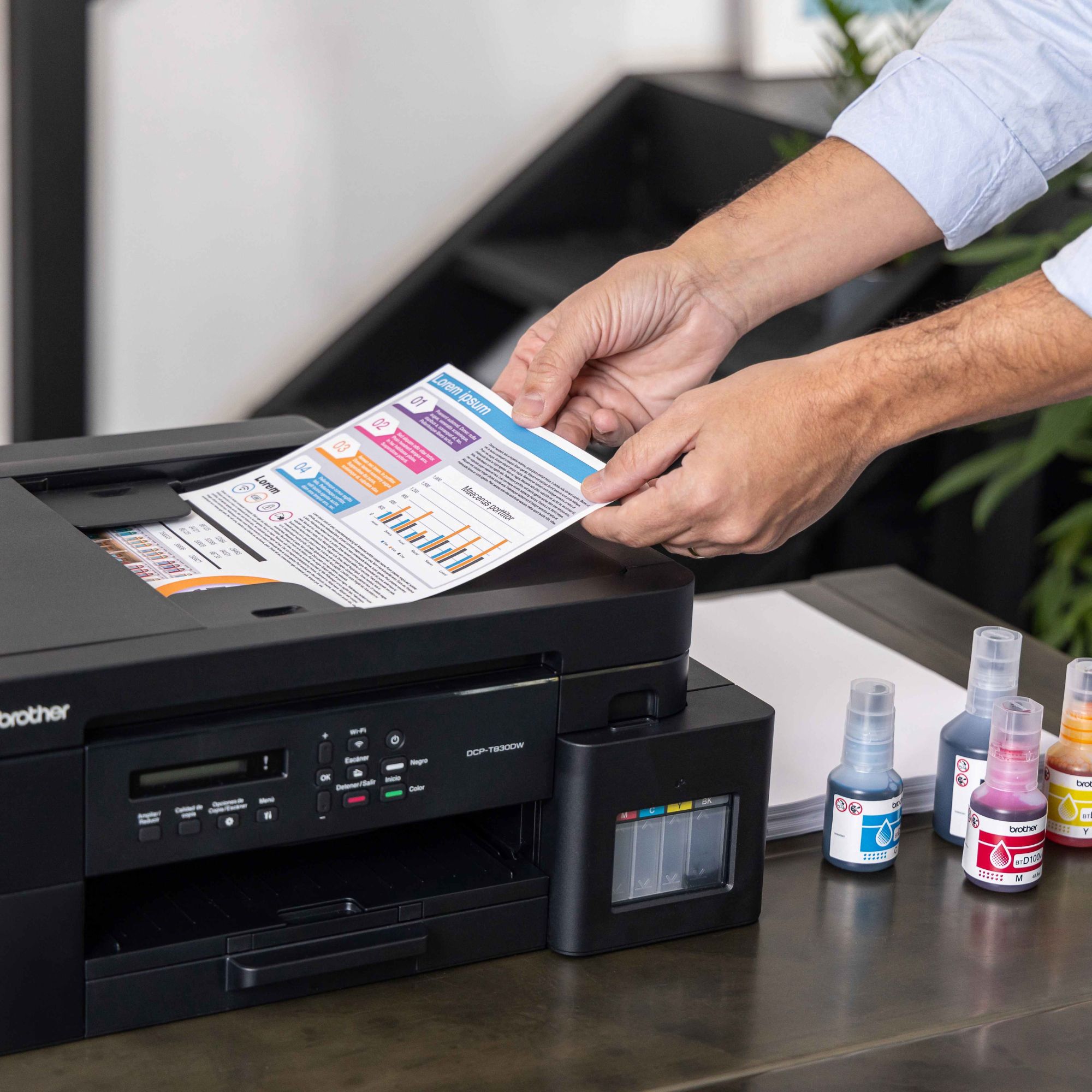 Impresora Multifuncional Brother InkBenefit Tank DCP-T830DW, Sistema de Tinta Continua, USB, Ethernet, Wi-Fi, Dúplex