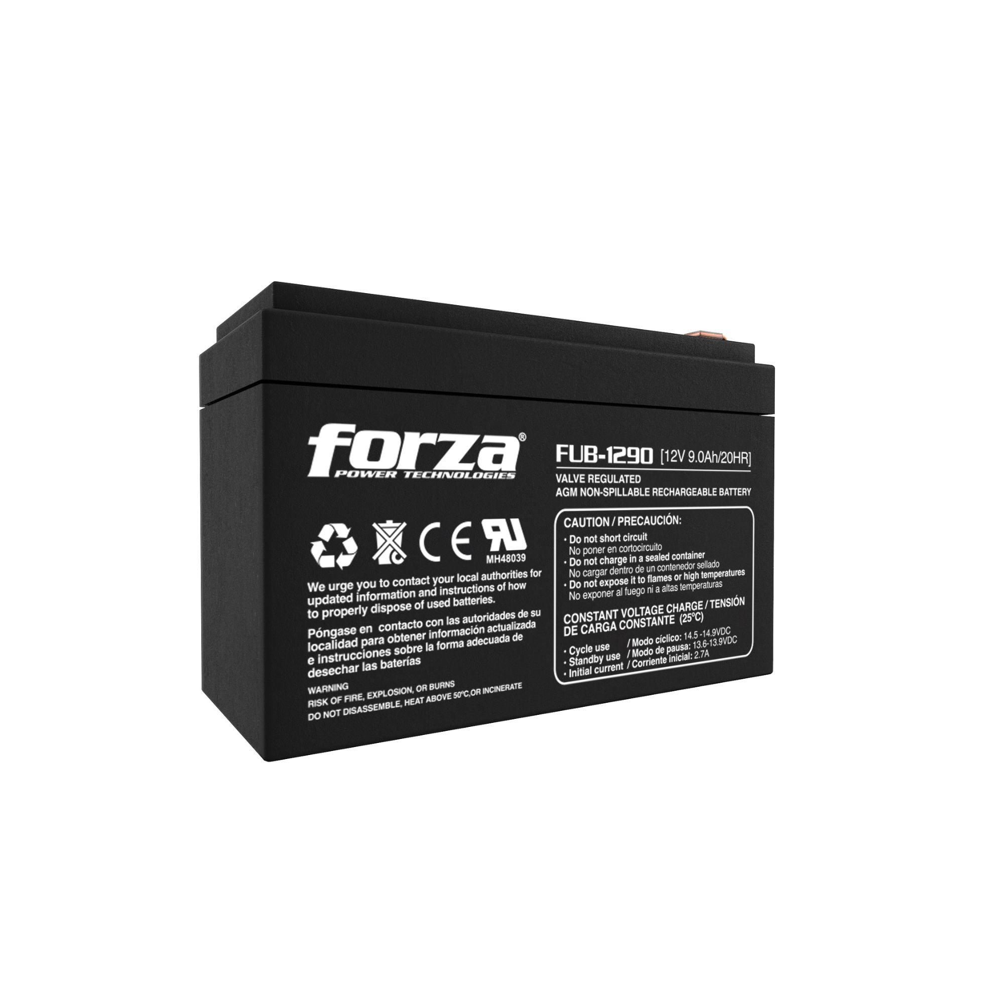 Batería Forza de 12V-9AH, de reemplazo para UPS, CCTV, Alarmas & Control de Acceso