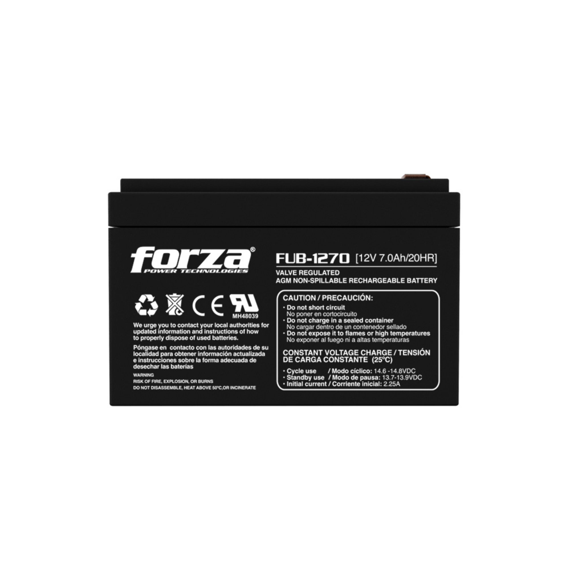 Batería Forza de 12V-7AH, de reemplazo para UPS, CCTV, Alarmas & Control de Acceso