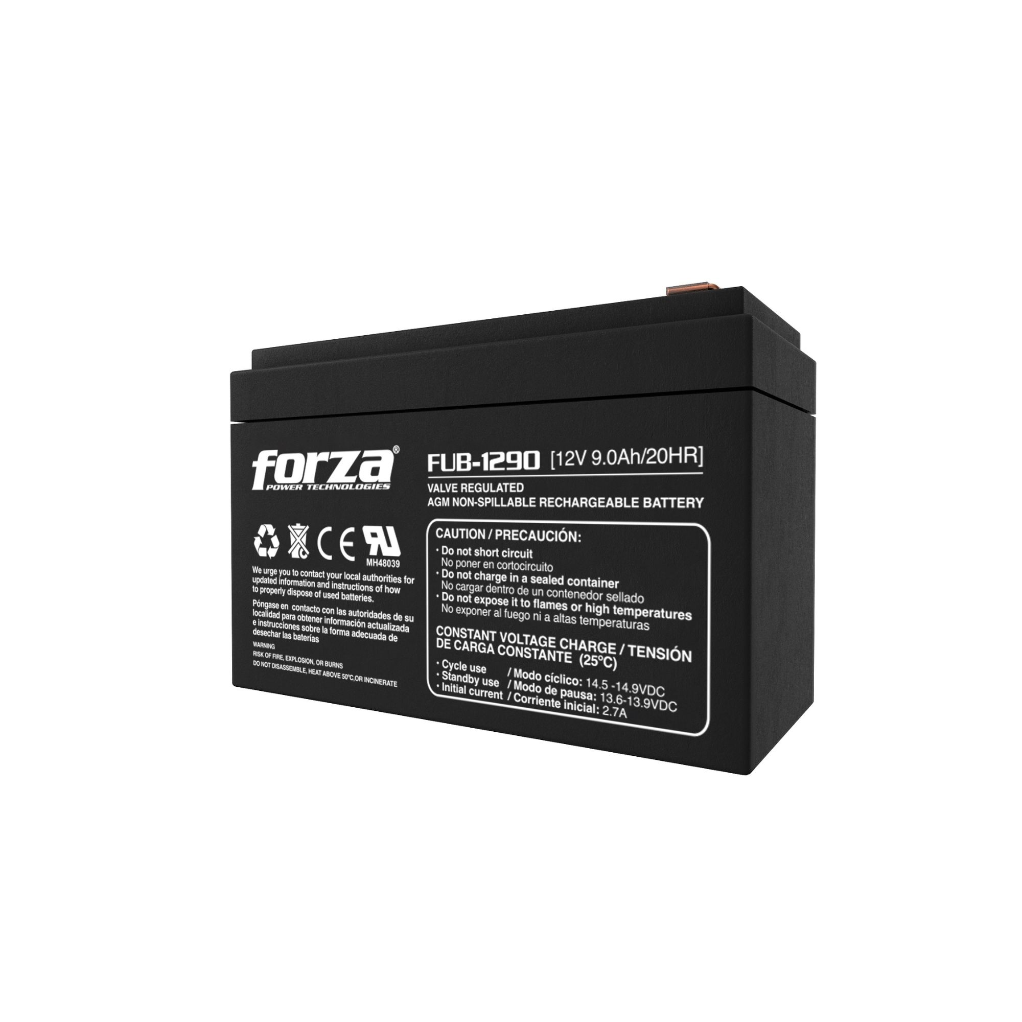 Batería Forza de 12V-9AH, de reemplazo para UPS, CCTV, Alarmas & Control de Acceso