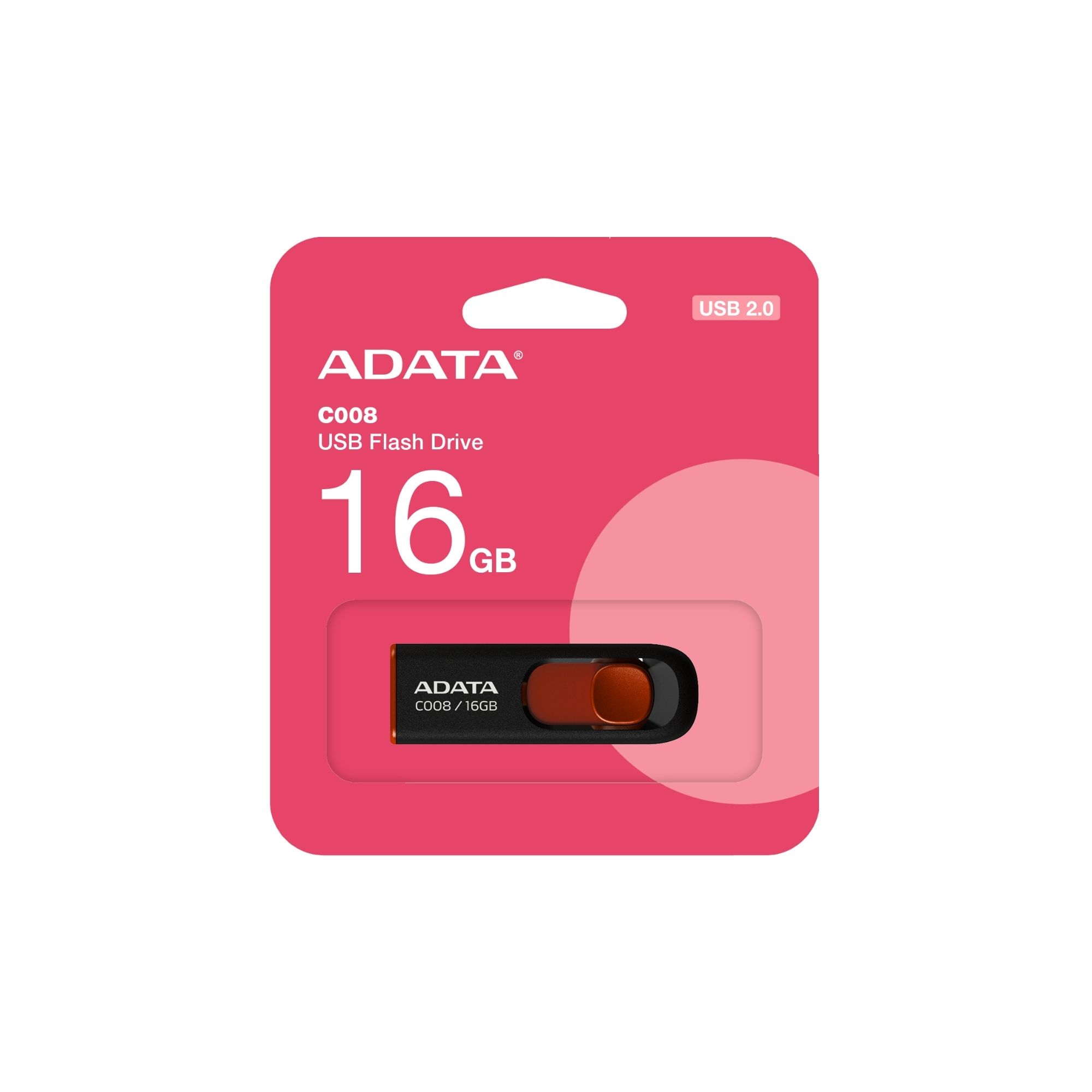 10 Pack - Memoria USB Adata C008 de 16 GB, USB 2.0, Negro con Rojo image number null