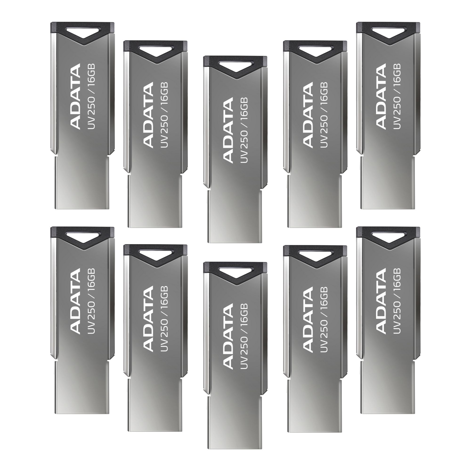 10 Pack - Memoria USB Adata UV250 de 16 GB, USB 2.0, Metálica