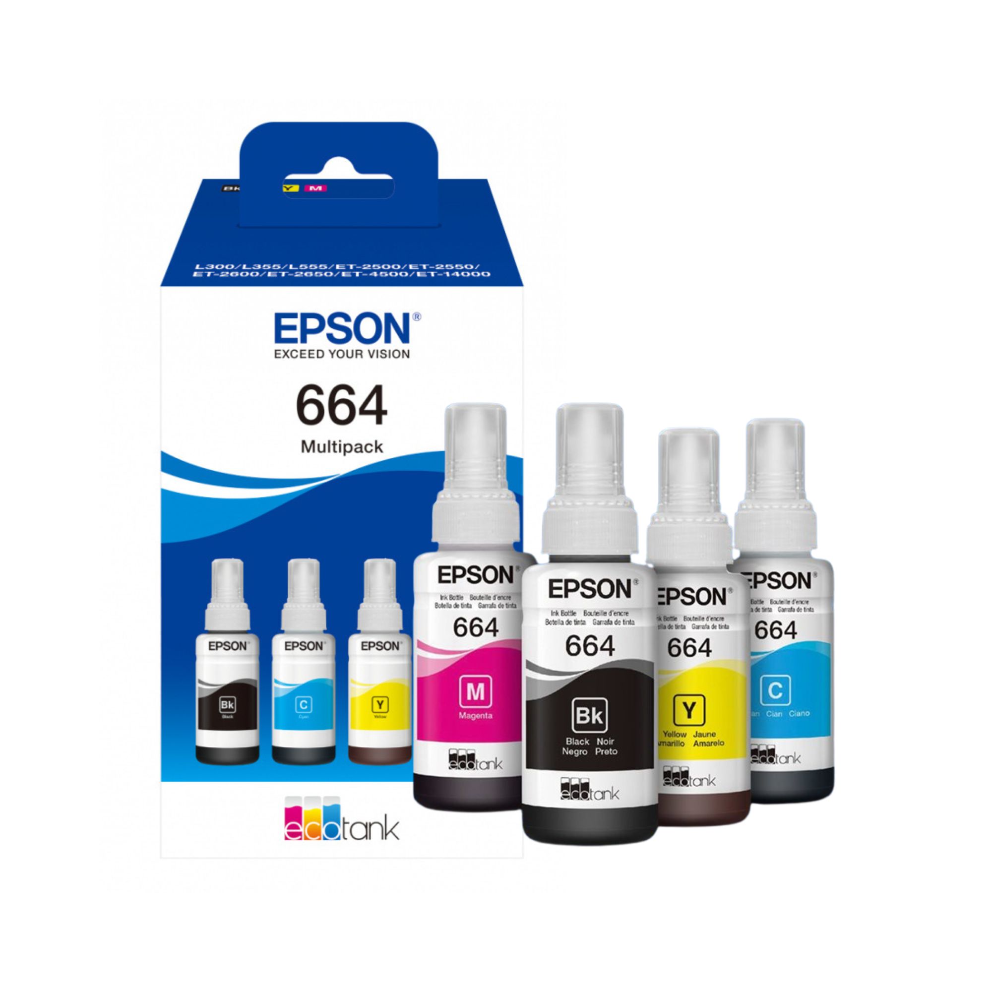 4 Pack - Botella de Tinta Epson T664 de 70 ml