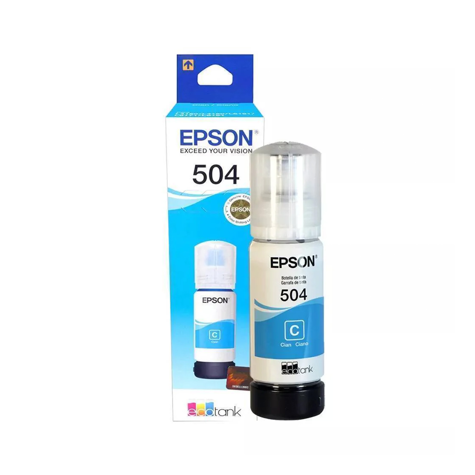 Botella de Tinta Epson T504 de 70 ml, Cian