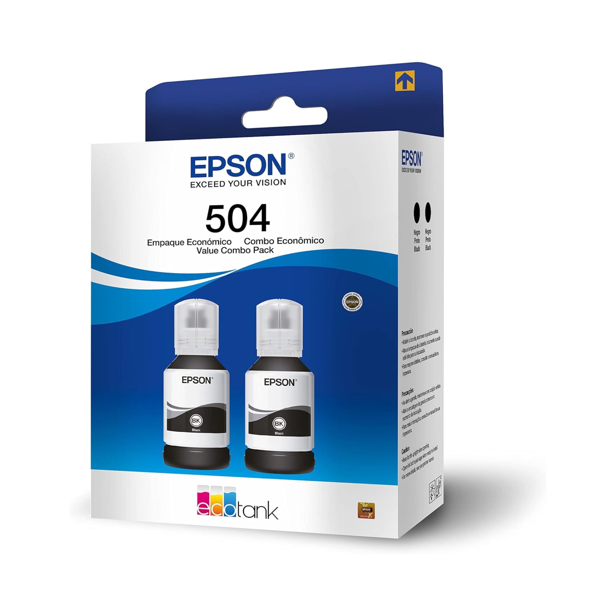 2 Pack - Botella de Tinta Epson T504 de 127 ml, Negro