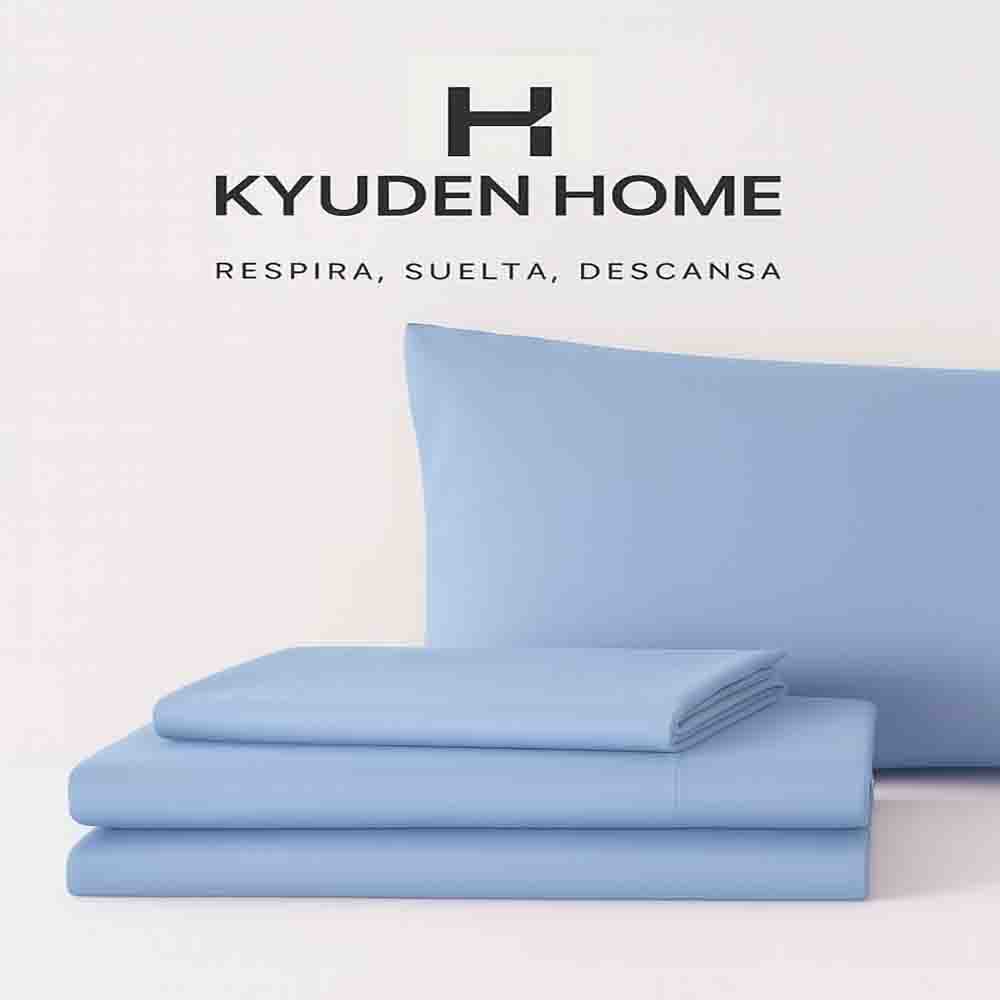 Juego de Sábanas Matrimonial 100% Algodón Premium Azul Pastel - Confort y Calidez todo el  año – Kyuden Home