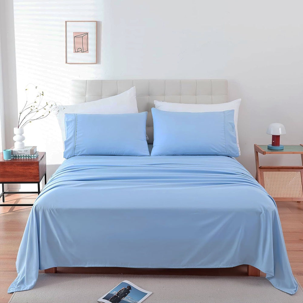 Juego de Sábanas Matrimonial 100% Algodón Premium Azul Pastel - Confort y Calidez todo el  año – Kyuden Home