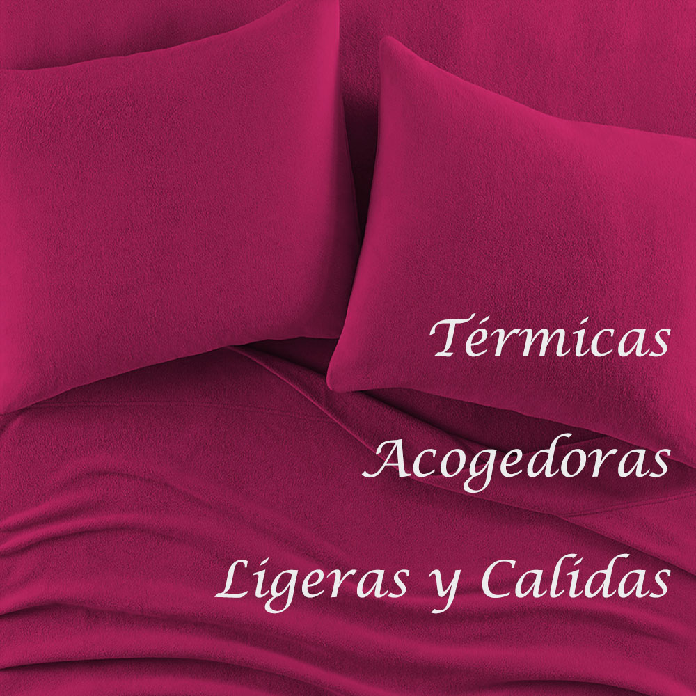Juego de Sábanas Polar Matrimonial Vino Térmicas, Suaves y Ligeras Kyuden Home