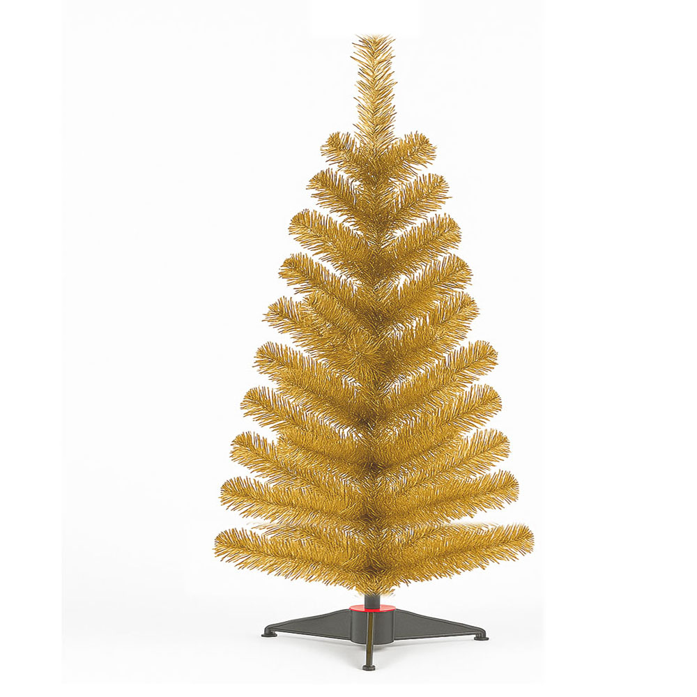 Árbol de Navidad Mini Dorado 60 cm con Base Plástica – Decoración Navideña de Escritorio