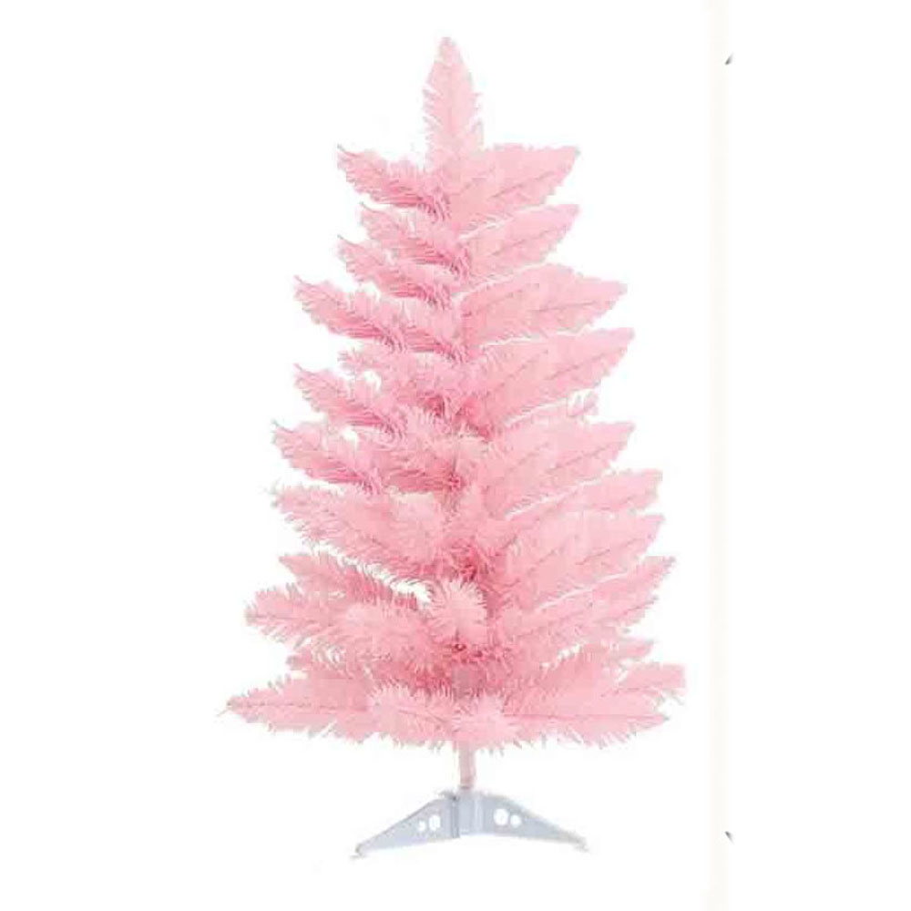 Árbol de Navidad Mini Rosa 60 cm con Base Plástica – Decoración Navideña de Escritorio